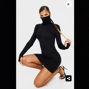 NWT PrettyLittleThing 4 Black Bodycon Mask Dress S
